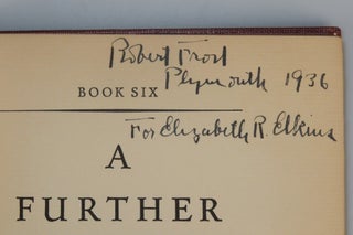 A Further Range, a signed association copy, inscribed and dated in the year of publication in Plymouth, Massachusetts
