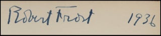 A Further Range, signed and dated by Robert Frost in the year of publication and gifted to African-American poet and playwright Owen Dodson the same year upon his college graduation, also featuring Dodson's ownership signature