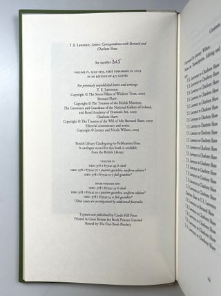 T. E. Lawrence: Correspondence With Bernard and Charlotte Shaw, 1922-1935, complete in four volumes