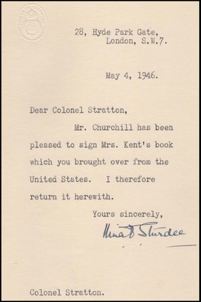 Marlborough: His Life and Times, a full set of six U.S. first editions in the uniform issue dust jackets, inscribed and dated in Volume I by Winston S. Churchill in 1946 for a U.S. Army veteran of the First and Second World Wars, and accompanied by a letter of presentation on House of Commons stationery signed by Churchill's Principal Personal Secretary
