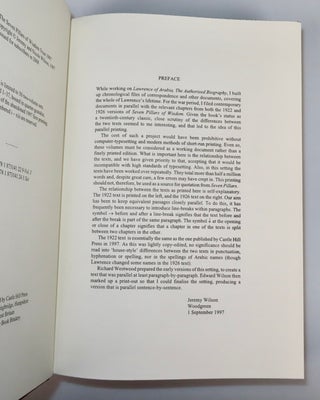 Seven Pillars of Wisdom, an out-of-series set of the limited parallel text edition featuring both the 1922 "Oxford" and 1926 "Subscribers" texts, in the publisher's quarter Morocco bindings and publisher's slipcase