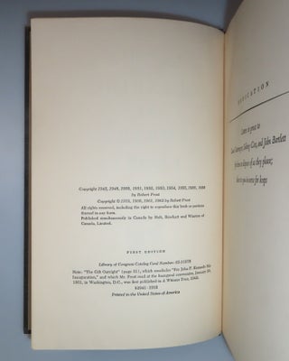 In the Clearing, inscribed and dated by Frost at The Choate School in May 1962, eight months before his death