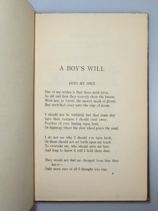 A Boy's Will, the first binding state of the first edition, a magnificent, stunningly bright and clean copy
