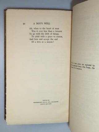 A Boy's Will, the first binding state of the first edition, a magnificent, stunningly bright and clean copy