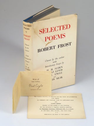 Selected Poems, signed and dated by Paul Engle at his introductory essay, with his laid-in compliments card