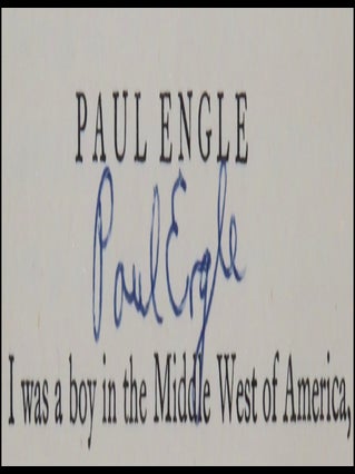 Selected Poems, signed and dated by Paul Engle at his introductory essay, with his laid-in compliments card