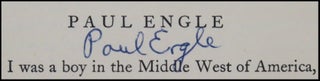 Selected Poems, signed and dated by Paul Engle at his introductory essay, with his laid-in compliments card