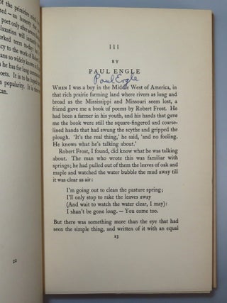 Selected Poems, signed and dated by Paul Engle at his introductory essay, with his laid-in compliments card
