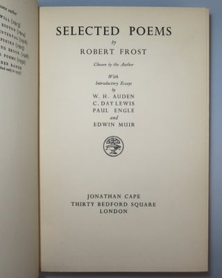 Selected Poems, signed and dated by Paul Engle at his introductory essay, with his laid-in compliments card