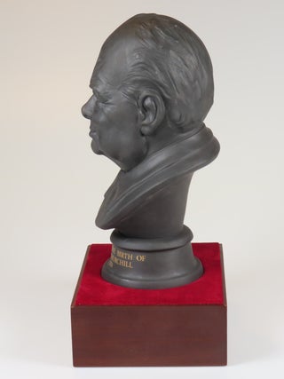 Royal Doulton Winston Churchill Centenary Bust, copy #495 of the limited edition, including the original wood plinth and housed in the original two-piece case