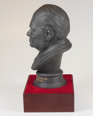 Royal Doulton Winston Churchill Centenary Bust, copy #495 of the limited edition, including the original wood plinth and housed in the original two-piece case