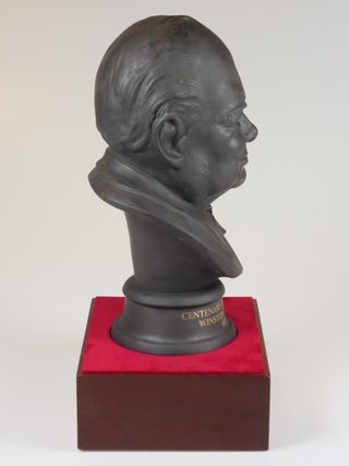 Royal Doulton Winston Churchill Centenary Bust, copy #495 of the limited edition, including the original wood plinth and housed in the original two-piece case