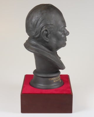 Royal Doulton Winston Churchill Centenary Bust, copy #495 of the limited edition, including the original wood plinth and housed in the original two-piece case