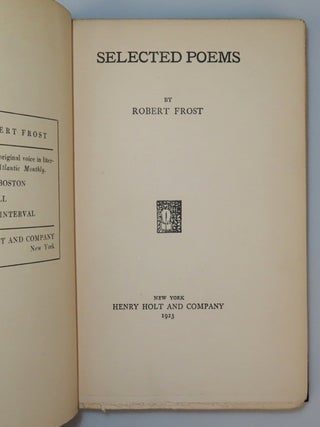 Selected Poems, inscribed by Frost at Amherst to a student in the year of publication