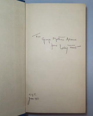Come Christmas: A Selection of Christmas Poetry, Song, Drama and Prose, inscribed and signed in 1936 by Robert Frost to a famous Frost collector, and further inscribed and twice signed by the editor, Lesley Frost, Robert Frost's eldest daughter