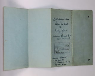 The original 12 December 1944 Quitclaim Deed, signed "Robert Lee Frost", giving his Shaftsbury, Vermont farm "The Gully" to his daughter-in-law and grandson after his son's suicide