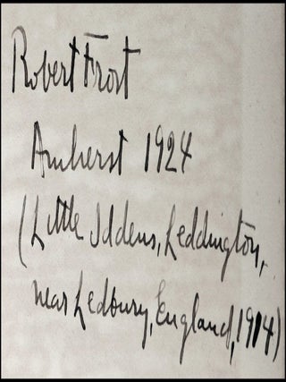 North of Boston, the first edition, first issue, final binding state, inscribed by Frost in 1924, the year he won his first Pulitzer Prize for Poetry