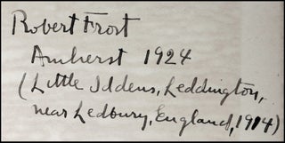 North of Boston, the first edition, first issue, final binding state, inscribed by Frost in 1924, the year he won his first Pulitzer Prize for Poetry