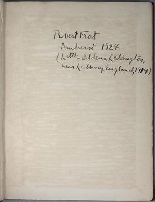 North of Boston, the first edition, first issue, final binding state, inscribed by Frost in 1924, the year he won his first Pulitzer Prize for Poetry