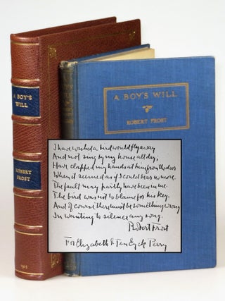 Item #008722 A Boy's Will, inscribed by Frost with a full, untitled manuscript evolving...