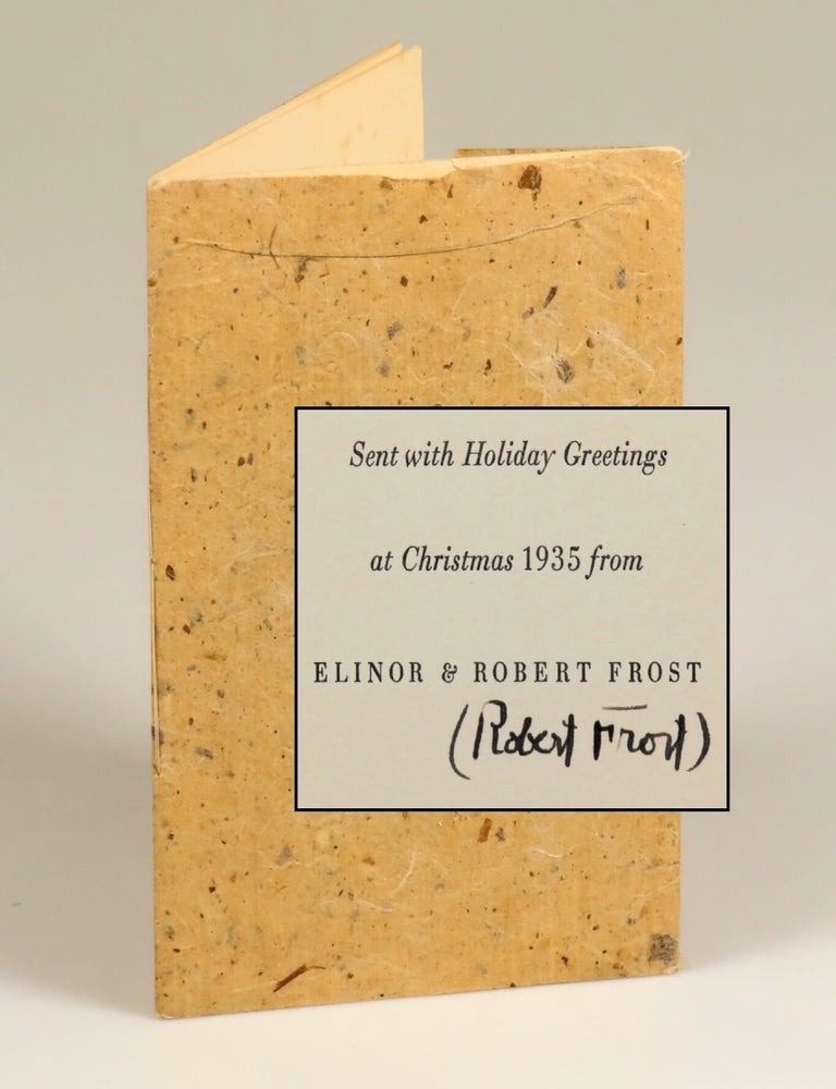 Item #008729 Neither Out Far Nor In Deep, Robert Frost's 1935 Christmas Card, one of 450 featuring his Christmas greeting under his name, this copy signed by Frost. Robert Frost, J. J. Lankes.
