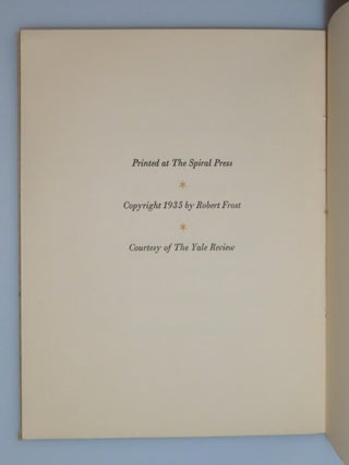 Neither Out Far Nor In Deep, Robert Frost's 1935 Christmas Card, one of 450 featuring his Christmas greeting under his name, this copy signed by Frost