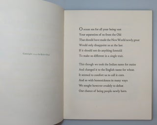 Does No One But Me at All Ever Feel This Way In The Least, Robert Frost's 1952 Christmas Card, one of 475 featuring his Christmas greeting under his name, the first published appearance of this poem, this copy twice signed by Frost, once in the book, once again on a cheeky slip conveying the poem on Independence Day, 4 July 1953