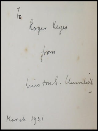 The World Crisis 1911-1918, a superb association copy, inscribed by Churchill upon publication to Admiral of the Fleet Roger Keyes, later first Baron Keyes, a senior naval officer during the Dardanelles campaign and a critical ally and friend during both world wars and the years between