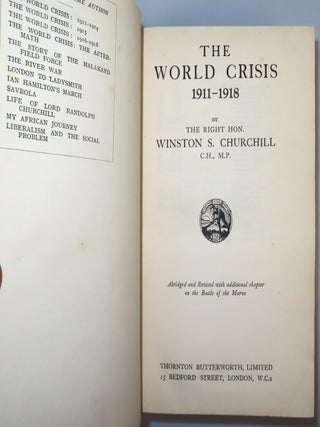 The World Crisis 1911-1918, a superb association copy, inscribed by Churchill upon publication to Admiral of the Fleet Roger Keyes, later first Baron Keyes, a senior naval officer during the Dardanelles campaign and a critical ally and friend during both world wars and the years between