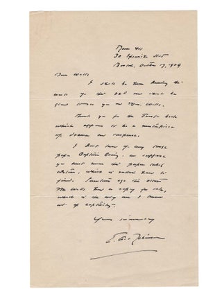 The Cow's in the Corn: A One-Act Irish Play in Rhyme, this copy a singular 20th century convocation of five literary associations, being copy #51 of 91 signed by Frost, also signed by the publishers James & Hilda Wells, accompanied by a 17 October 1929 autograph letter signed by Frost's friend and fellow poet Edward Arlington Robinson thanking Wells for the gift of a copy, and featuring the bookplate of the great bibliophile Frederick B. Adams with his notes on provenance