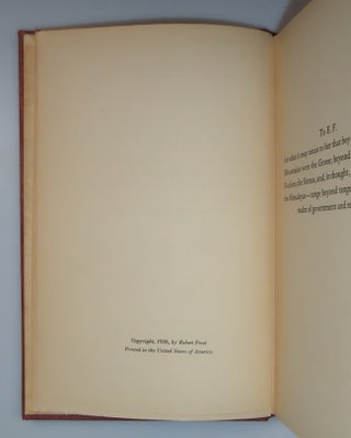 A Further Range, a significant association copy of Frost's Pulitzer Prize-winning collection, inscribed by Frost to his close friends Victor and Louise Reichert during Frost's final summer in Ripton, Vermont, on 15 August 1962, just five and a half months before Frost's death