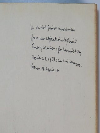 The Odyssey, a publisher's presentation copy, warmly inscribed by Emery Walker three months before his death as a birthday gift to the renowned musician and cultural figure Violet Gordon Woodhouse, accompanied by the original publisher’s prospectus, and housed in the original slipcase