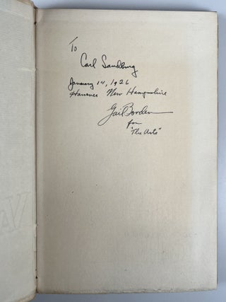 The Arts Anthology: Dartmouth Verse 1925, poet Carl Sandburg's copy, inscribed to him in January 1926
