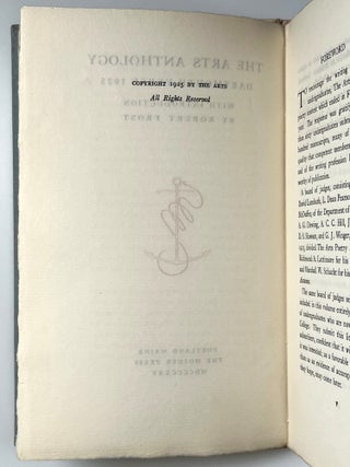 The Arts Anthology: Dartmouth Verse 1925, poet Carl Sandburg's copy, inscribed to him in January 1926