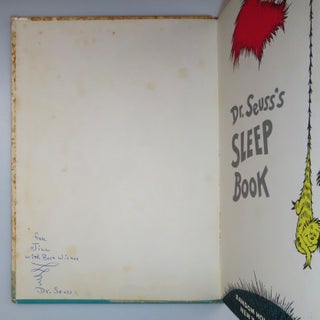 Dr. Seuss's Sleep Book, purchased and inscribed for a young mother in 1963 at a bookshop one mile from Dr. Seuss’s La Jolla, California home
