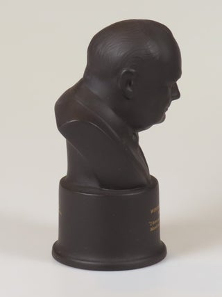 Centenary Bust of Sir Winston S. Churchill, Copy #200 of 750 produced for the centenary of Churchill's birth and featuring an excerpt from his first speech as Britain's wartime Prime Minister, still housed in the original Wedgwood box and accompanied by the original Wedgwood limitation certificate and brochure.
