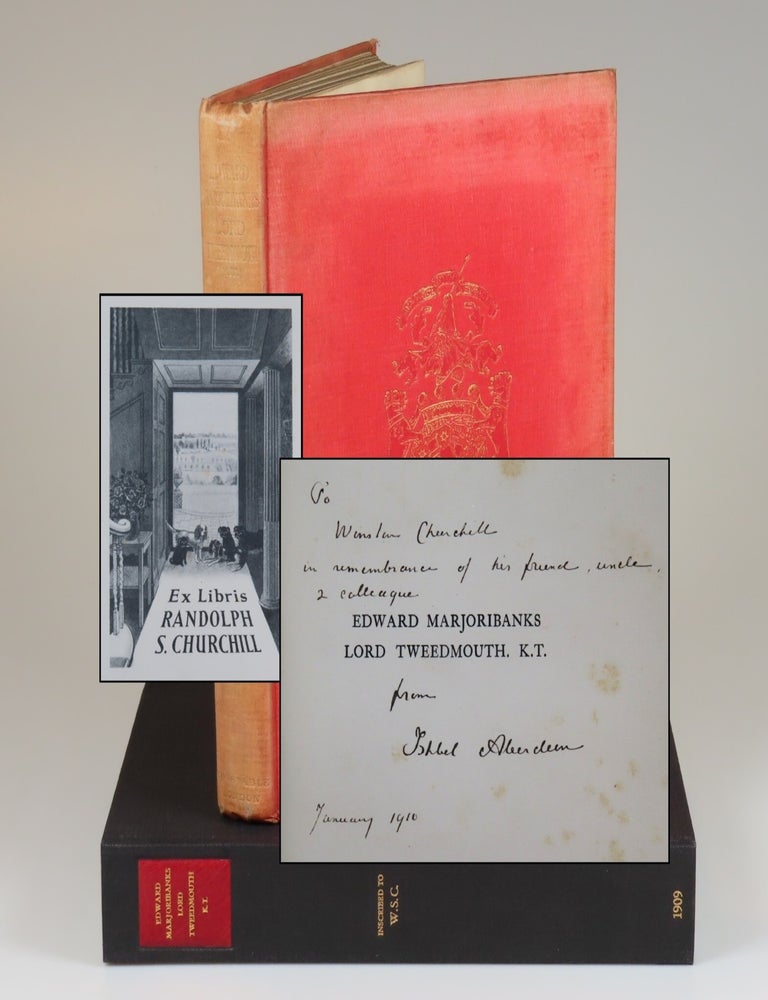 Item #008840 "To Winston Churchill in remembrance of his friend, uncle, & colleague..." - Edward Marjoribanks Lord Tweedmouth. K.T. 1849-1909: Notes and Recollections, warmly inscribed by the editor and compiler to Winston S. Churchill in 1910, and featuring the bookplates of Winston's only son and first official biographer, Randolph S. Churchill. compiled and Edward Marjoribanks Lord Tweedmouth. K. T., Marchioness of Aberdeen and Temair Ishbel Marie Marjoribanks Hamilton-Gordon.