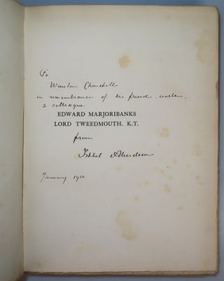 "To Winston Churchill in remembrance of his friend, uncle, & colleague..." - Edward Marjoribanks Lord Tweedmouth. K.T. 1849-1909: Notes and Recollections, warmly inscribed by the editor and compiler to Winston S. Churchill in 1910, and featuring the bookplates of Winston's only son and first official biographer, Randolph S. Churchill