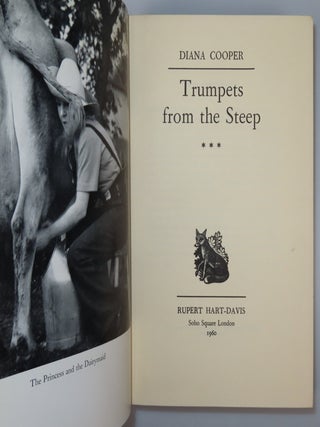 All three volumes of Lady Diana Cooper's memoirs, The Rainbow Comes and Goes, The Light of Common Day, and Trumpets from the Steep, each inscribed and signed by the author