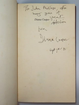 Diana Cooper, inscribed, signed, and dated by Diana Cooper in the year of publication to John Nova Phillips