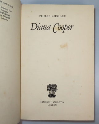 Diana Cooper, inscribed, signed, and dated by Diana Cooper in the year of publication to John Nova Phillips