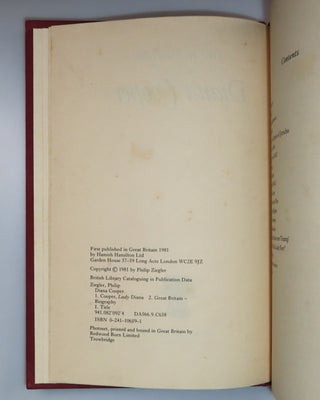 Diana Cooper, inscribed, signed, and dated by Diana Cooper in the year of publication to John Nova Phillips