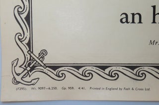 COME THEN LET US TO THE TASK TO THE BATTLE & THE TOIL - an original Second World War propaganda poster featuring the stirring peroration of Winston Churchill's 27 January 1940 speech broadcast to Britain and Canada three and a half months before he became wartime prime minister