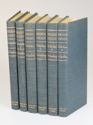 Abraham Lincoln, The Prairie Years and The War Years, a full, six-volume presentation set of first trade editions, the first volume of each set inscribed with a line from one of his poems, signed, and dated by Sandburg for his close and longtime friends, photographer Len Steckler and his wife, Olga