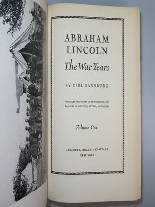Abraham Lincoln, The Prairie Years and The War Years, a full, six-volume presentation set of first trade editions, the first volume of each set inscribed with a line from one of his poems, signed, and dated by Sandburg for his close and longtime friends, photographer Len Steckler and his wife, Olga