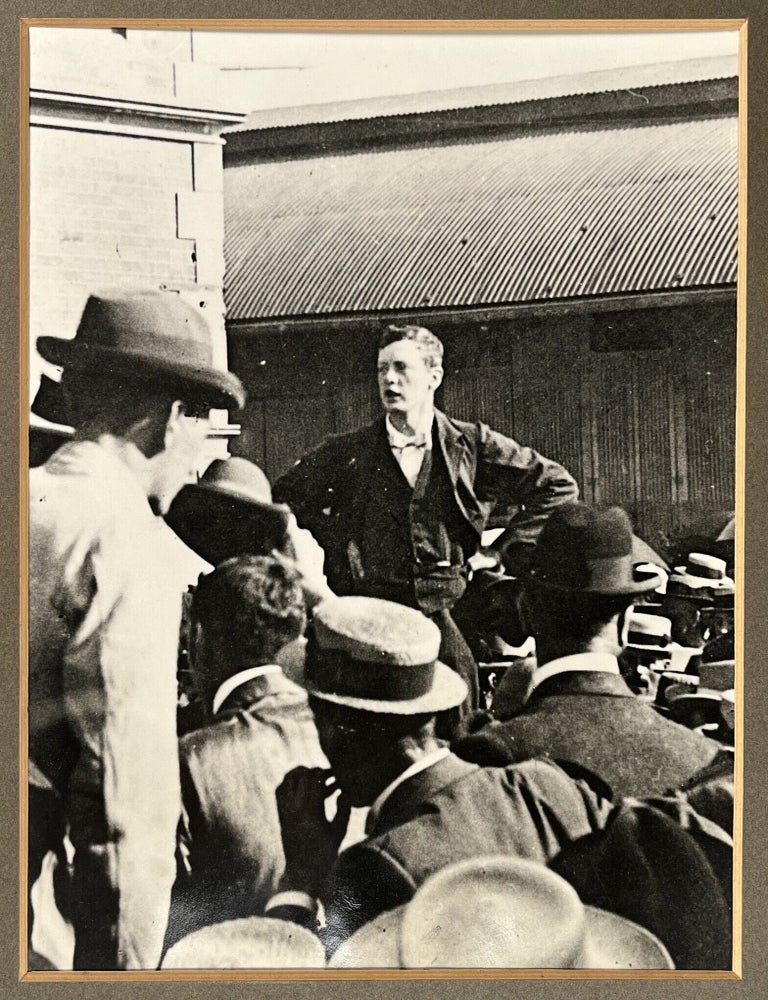 "Churchill addressing the crowd at Durban" - A vintage photograph of then-25-year-old...