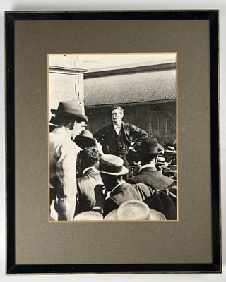 "Churchill addressing the crowd at Durban" - A vintage photograph of then-25-year-old Winston S. Churchill on the afternoon of 23 December 1899, addressing a crowd in Durban, South Africa, after his daring escape during the Boer War and during the first blush of fame that would propel him into elected office for the first time