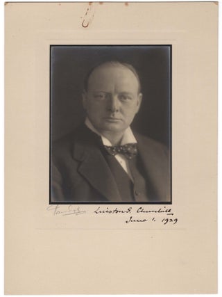 A photograph of Winston S. Churchill signed and dated on 1 June 1929, just two days after the election defeat that ended his long tenure as Chancellor of the Exchequer and began his decade-long "wilderness years"