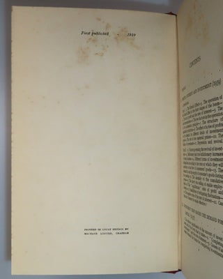 Profits, Interest and Investment, a jacketed first edition noteworthy for both condition and provenance