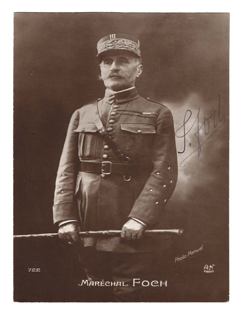 A First World War postcard featuring a photographic portrait of Ferdinand Foch, Marshal of...